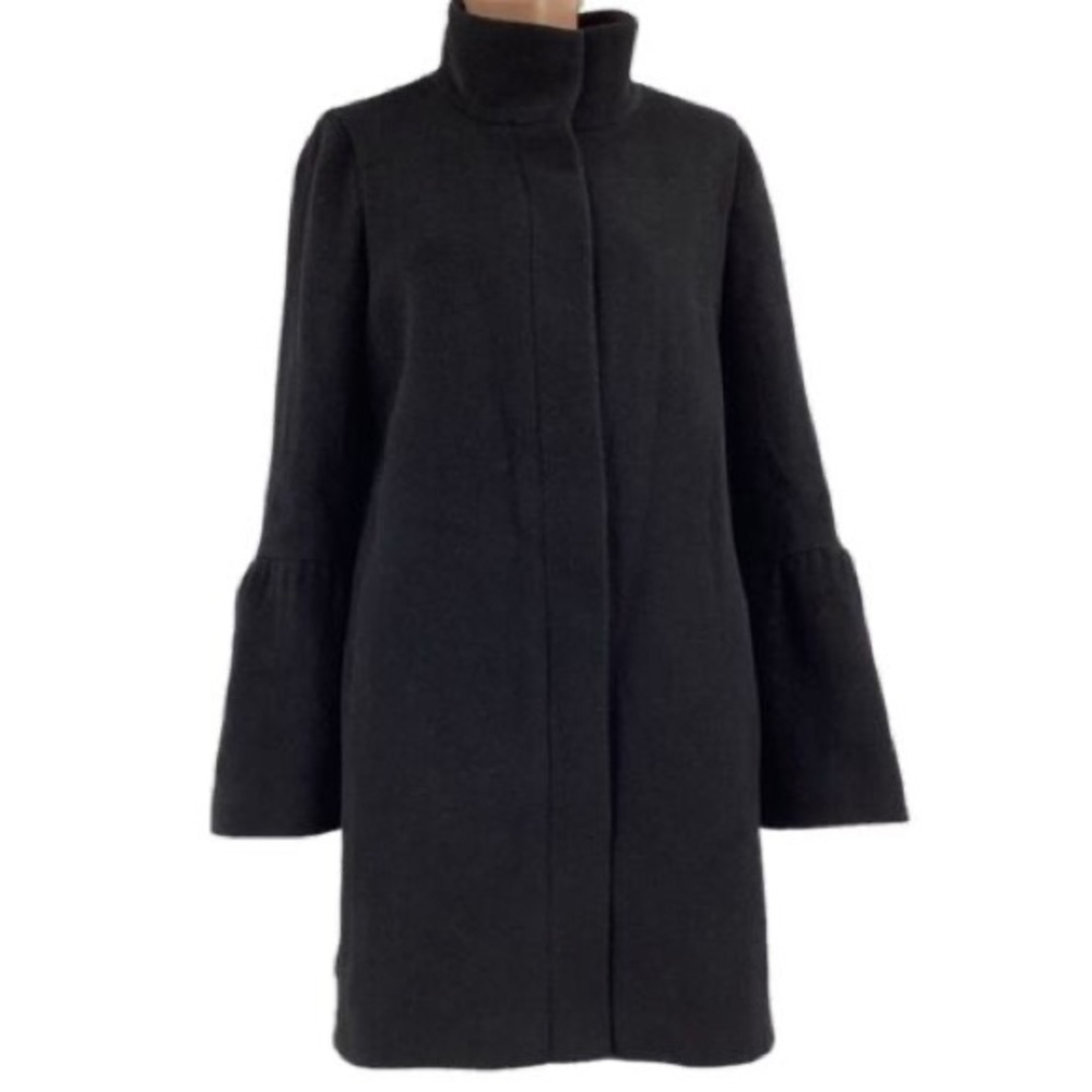 Loft Black Wool Coat with Bell Sleeves